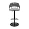 Armen Living Silabe Adjustable Counter or Bar Stool in Black Metal with Gray Fabric and Faux Leather 840254335325 - alternate 2